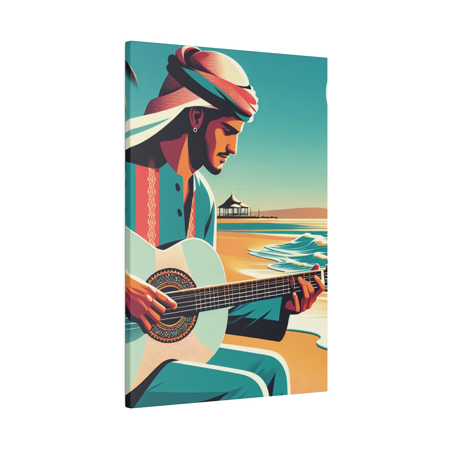 6852M - music art work, musician gift ideas, sunset background, sunset designs, ocean art work, beach art work, guitar art work, guitar player