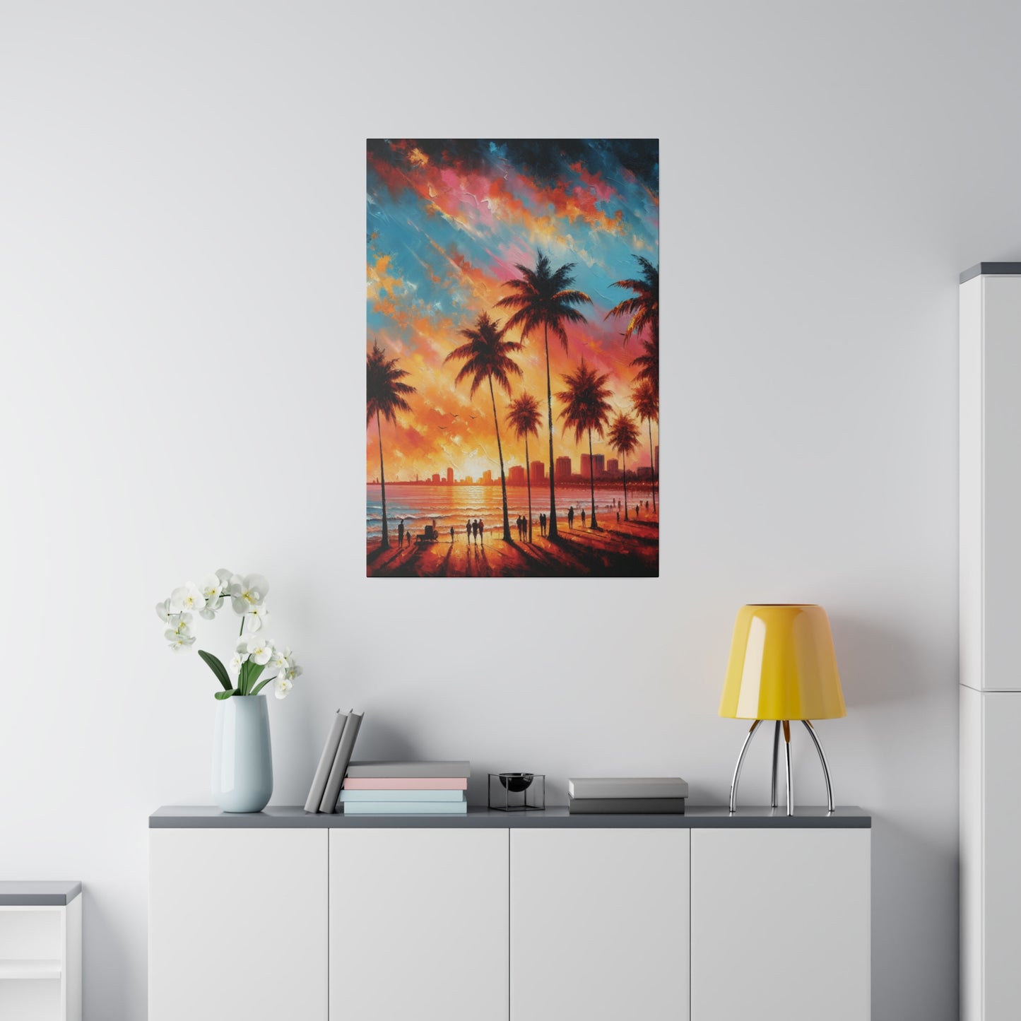 3567B - miami beach art, sunset background, ocean art work, beach art work, sunset designs, miami beach painting, miami beach print