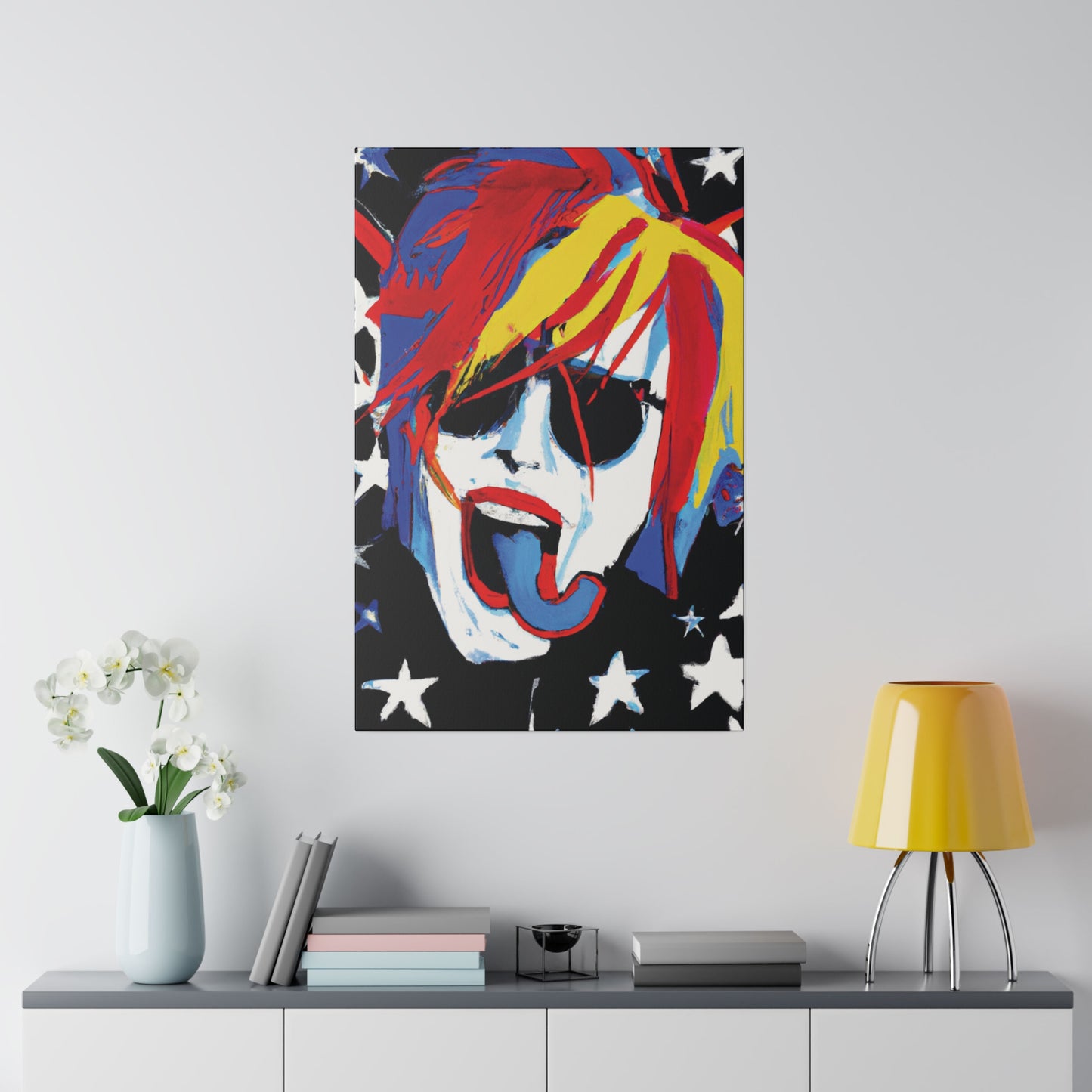 5376Y - Rockstar Painting Print | Face | Abstract | Poster | Home Decor | Wall Art | Music Art | Canvas