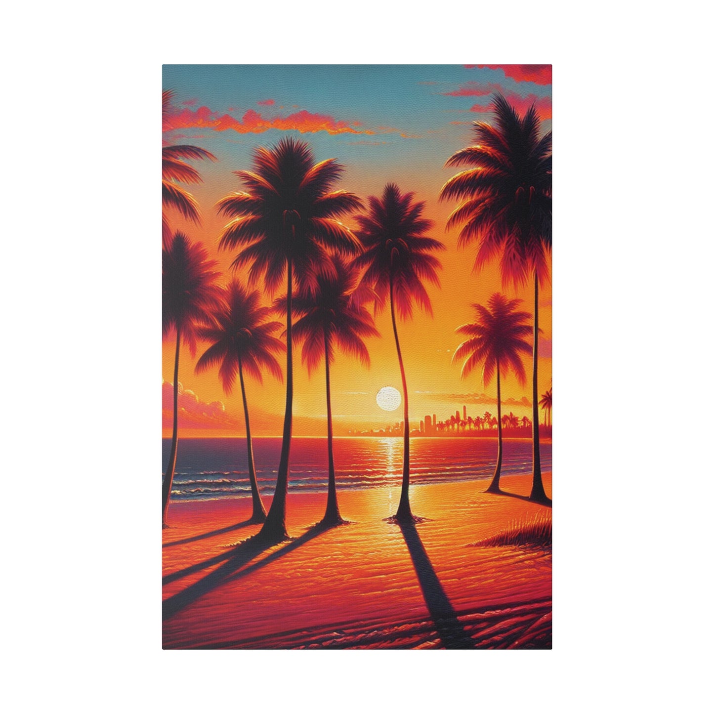 4387K - miami beach art, sunset background, ocean art work, beach art work, sunset designs, miami beach painting, miami beach print