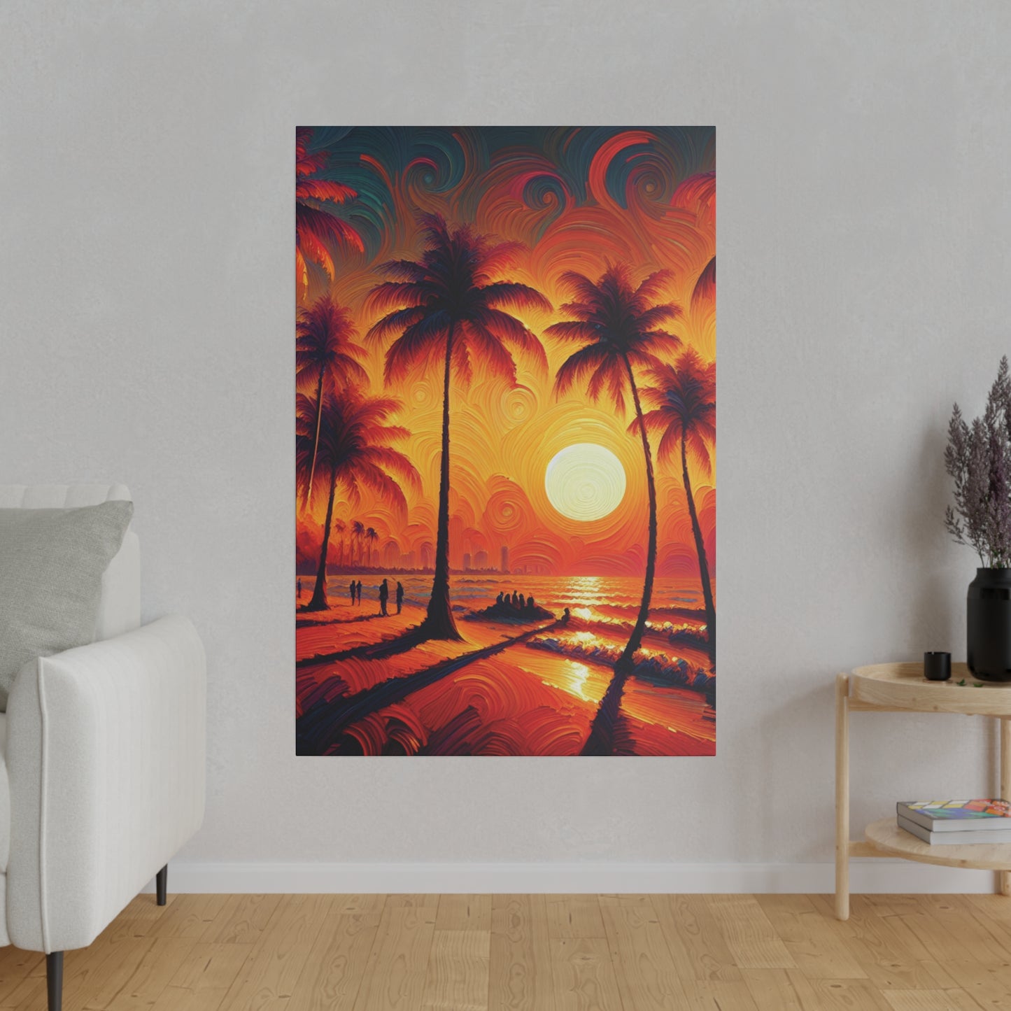 4267J - miami beach art, sunset background, ocean art work, beach art work, sunset designs, miami beach painting, miami beach print