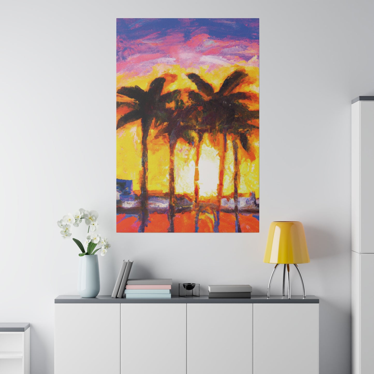 1535V - Miami Beach Sunset Painting Print | Miami | Beach | Sunset | Poster | Home Decor | Wall Art | Canvas