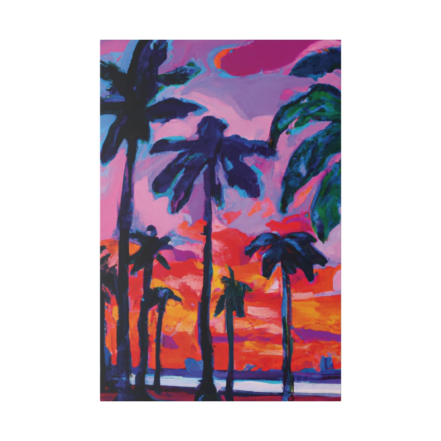 4754Q - Miami Beach Sunset Painting Print | Miami | Beach | Sunset | Poster | Home Decor | Wall Art | Canvas