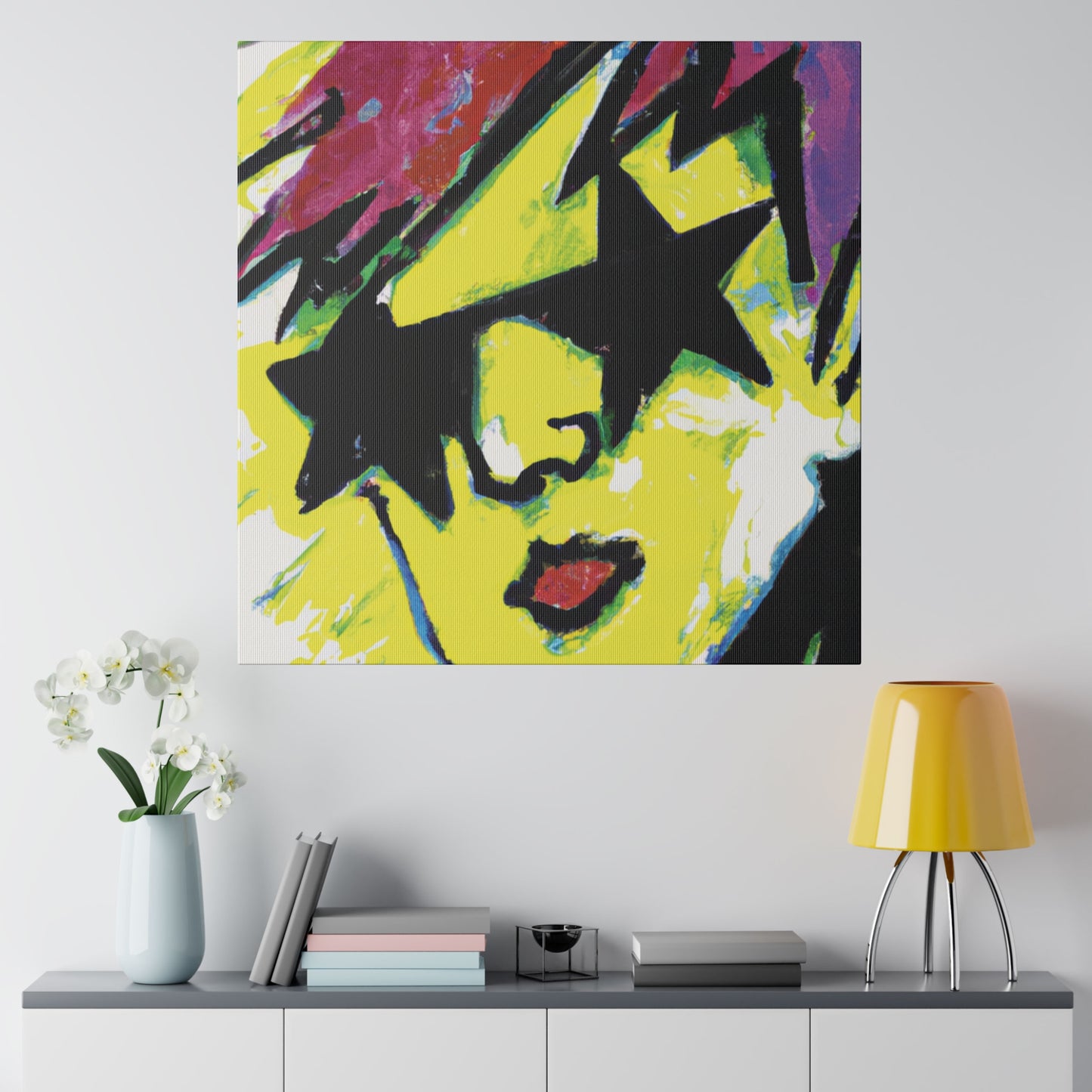 7497H - Rockstar Painting Print | Face | Abstract | Poster | Home Decor | Wall Art | Music Art | Canvas