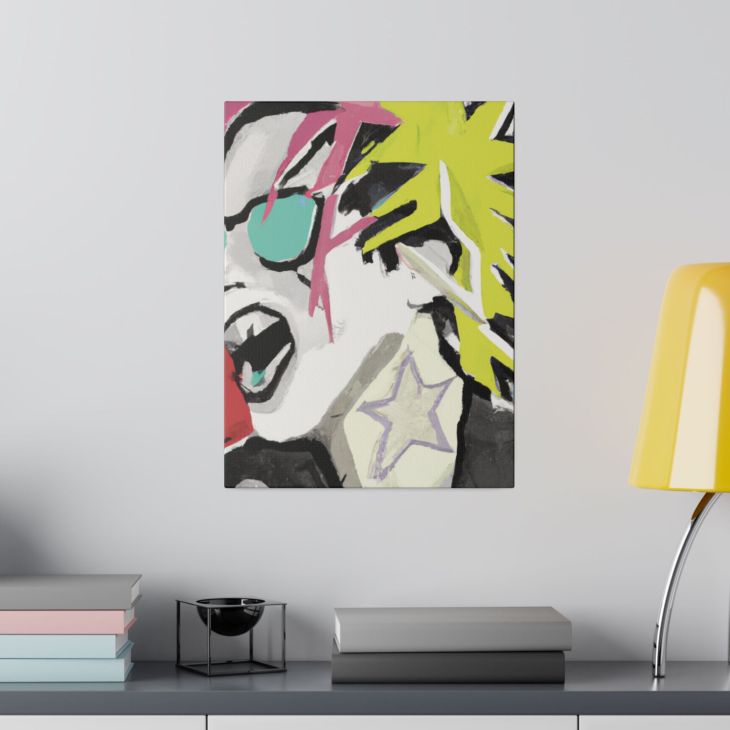 9589K - Rockstar Painting Print | Face | Abstract | Poster | Home Decor | Wall Art | Music Art | Canvas