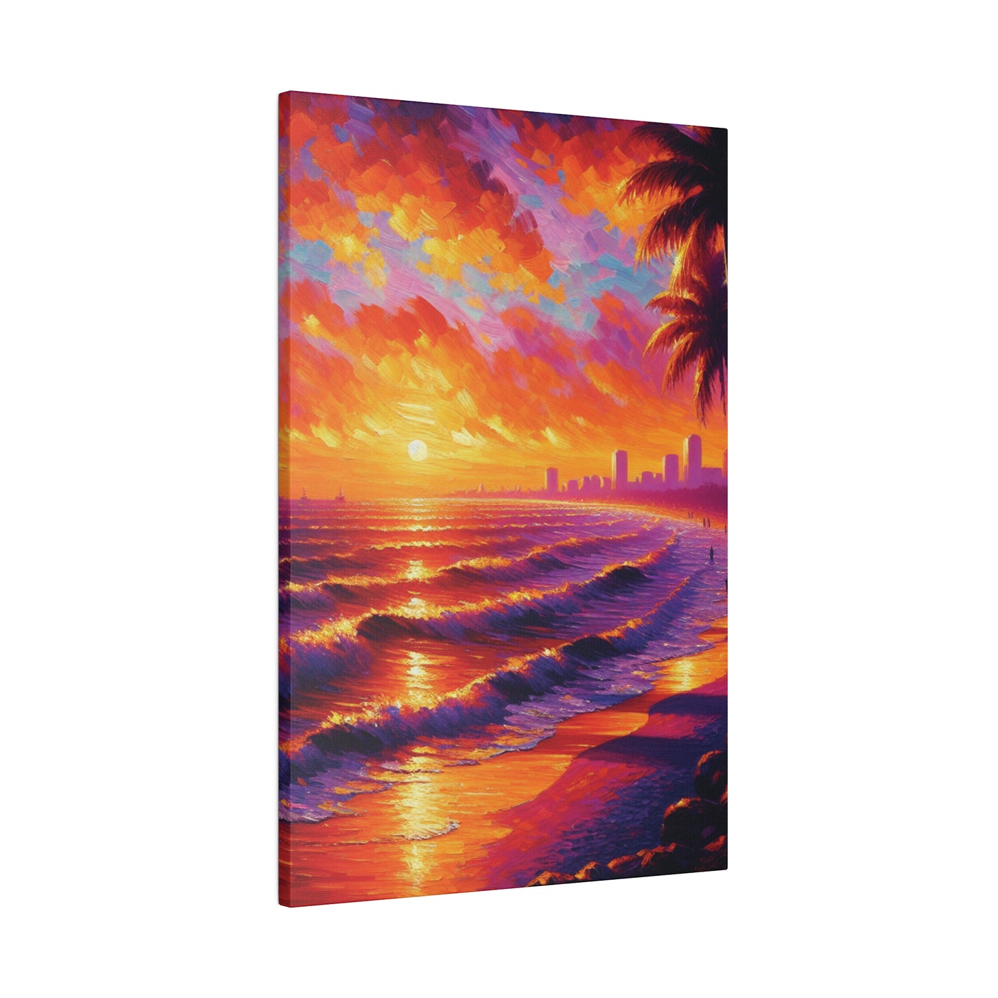 7543E - miami beach art, sunset background, ocean art work, beach art work, sunset designs, miami beach painting, miami beach print