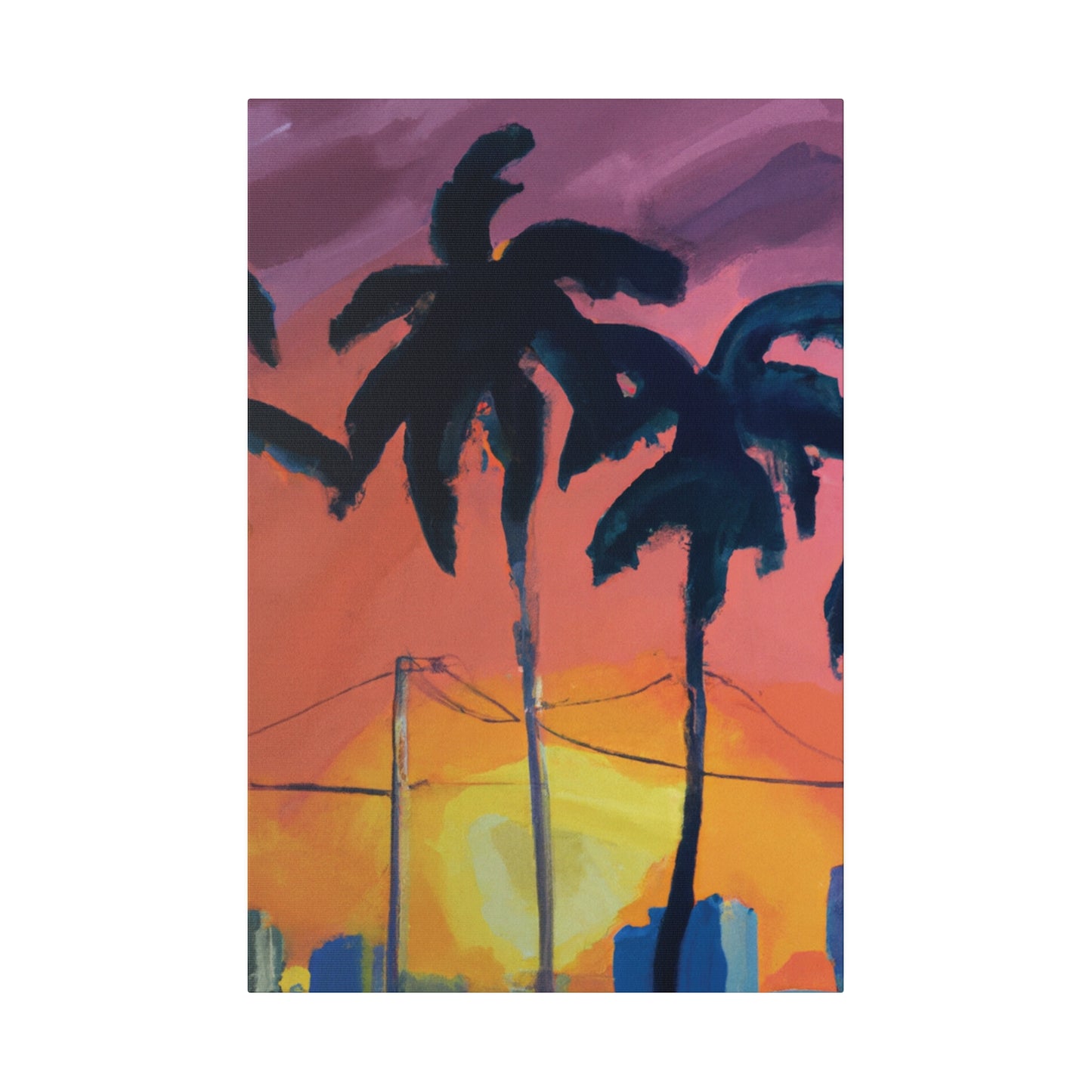 2524F - Miami Beach Sunset Painting Print | Miami | Beach | Sunset | Poster | Home Decor | Wall Art | Canvas