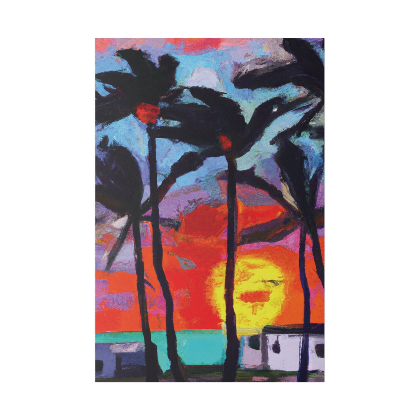 8407Q - Miami Beach Sunset Painting Print | Miami | Beach | Sunset | Poster | Home Decor | Wall Art | Canvas