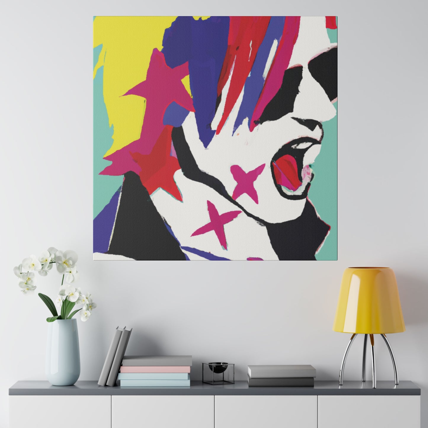 2548K - Rockstar Painting Print | Face | Abstract | Poster | Home Decor | Wall Art | Music Art | Canvas