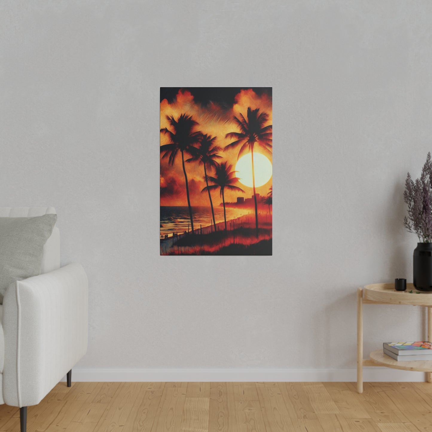 7135K - miami beach art, sunset background, ocean art work, beach art work, sunset designs, miami beach painting, miami beach print