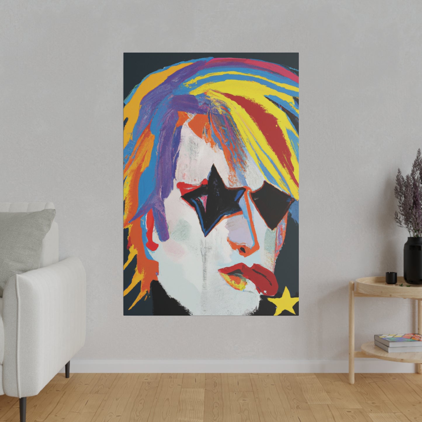 5673A - Rockstar Painting Print | Face | Abstract | Poster | Home Decor | Wall Art | Music Art | Canvas