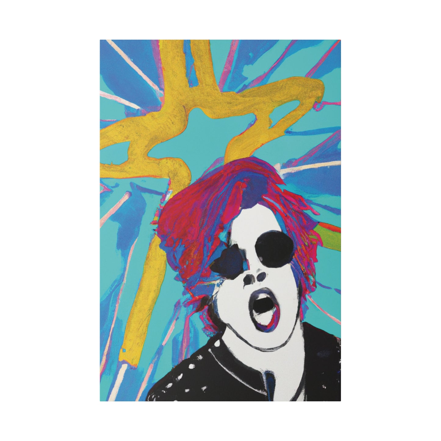4567A - Rockstar Painting Print | Face | Abstract | Poster | Home Decor | Wall Art | Music Art | Canvas