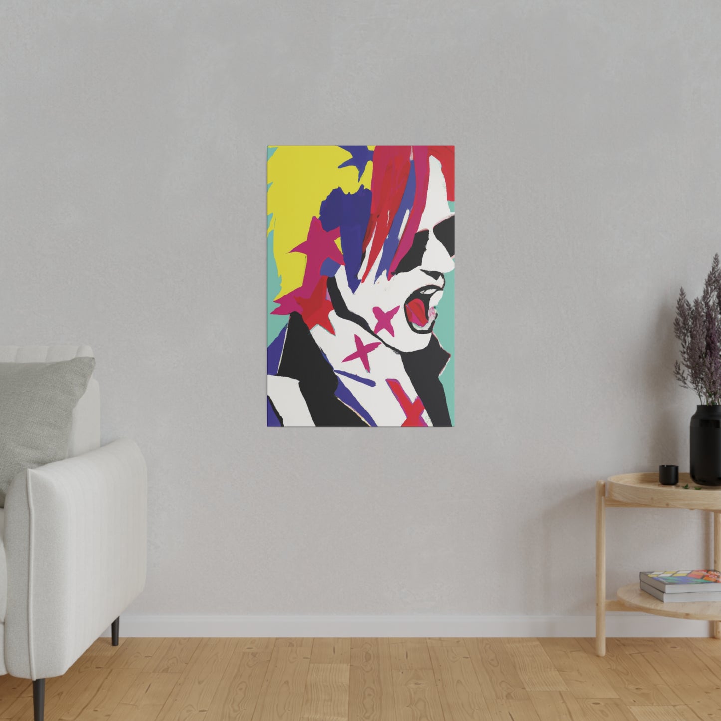 2548K - Rockstar Painting Print | Face | Abstract | Poster | Home Decor | Wall Art | Music Art | Canvas