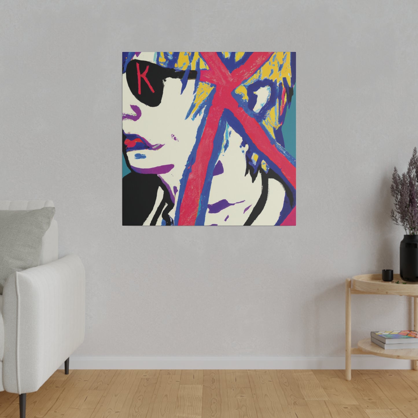 2460Y - Rockstar Painting Print | Face | Abstract | Poster | Home Decor | Wall Art | Music Art | Canvas