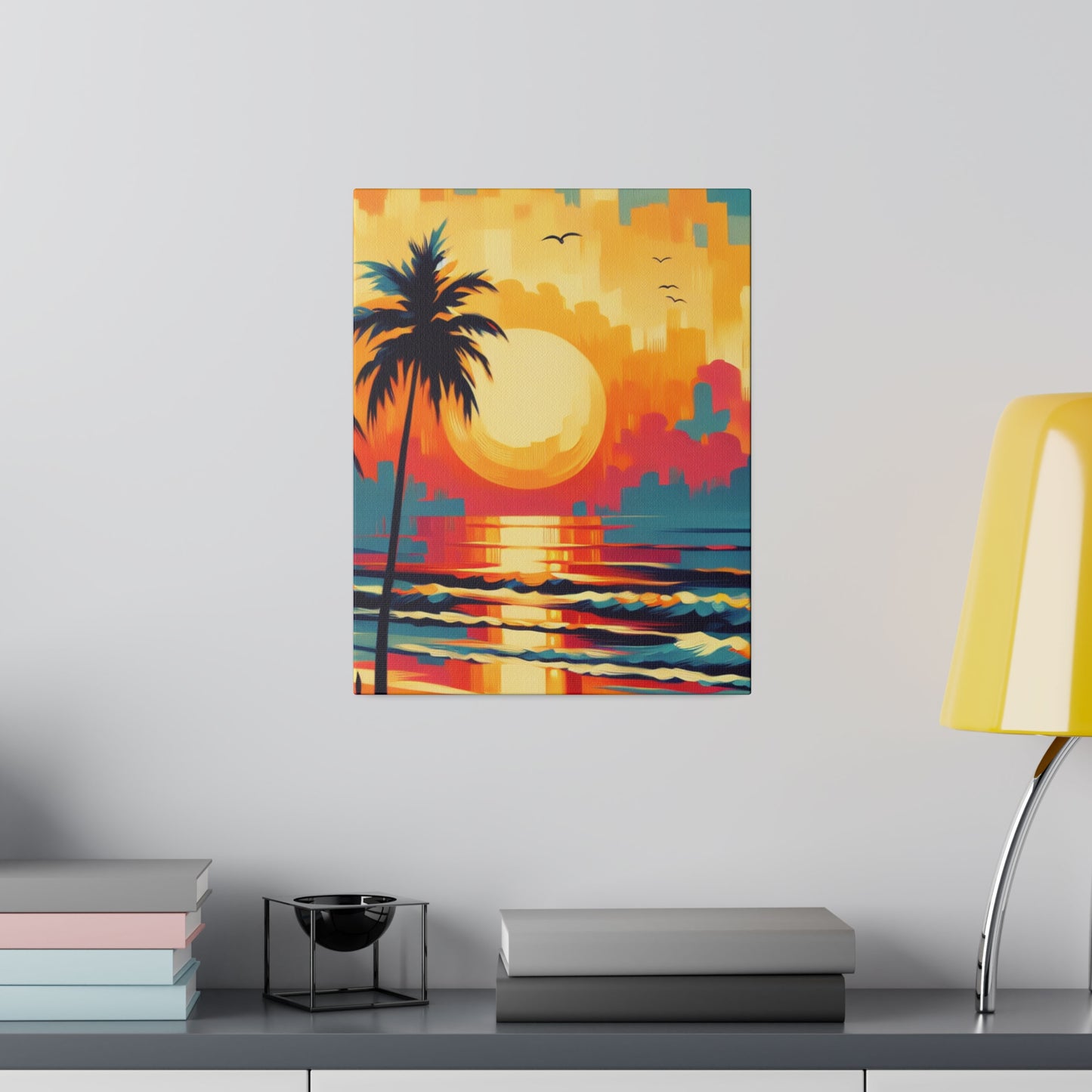 6284F - Miami Beach Sunset Painting Print | Miami | Beach | Sunset | Poster | Home Decor | Wall Art | Canvas