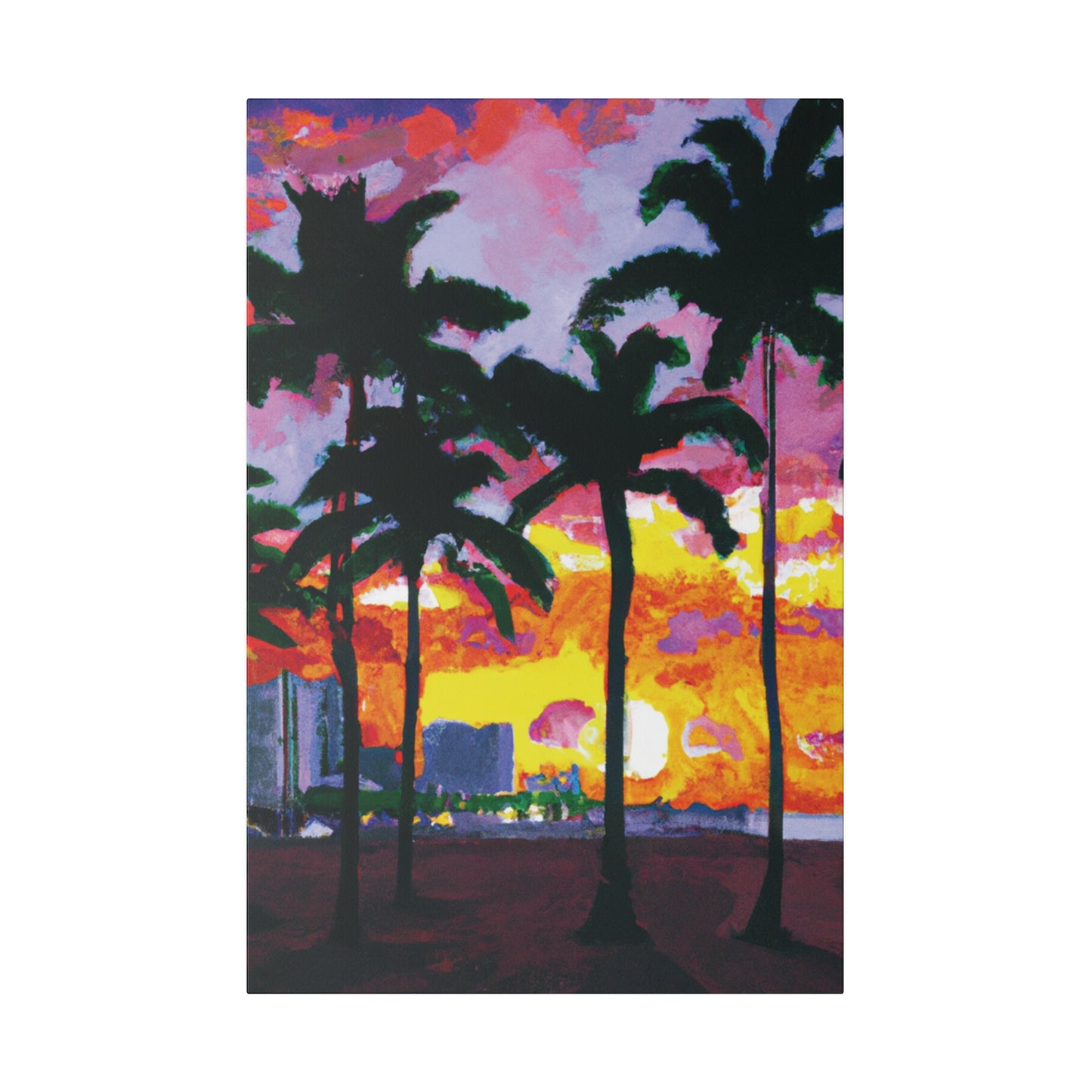 6342T - Miami Beach Sunset Painting Print | Miami | Beach | Sunset | Poster | Home Decor | Wall Art | Canvas