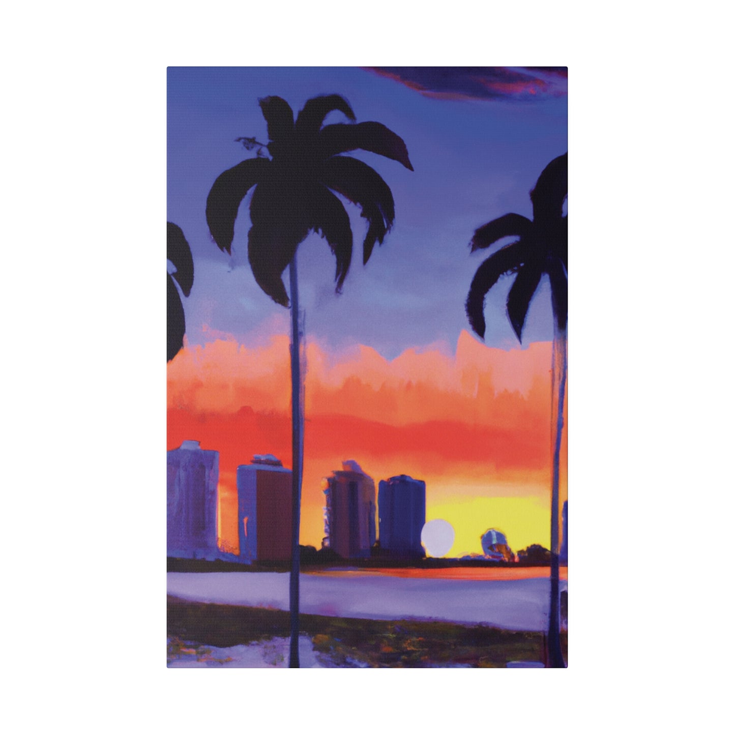 6829T - Miami Beach Sunset Painting Print | Miami | Beach | Sunset | Poster | Home Decor | Wall Art | Canvas