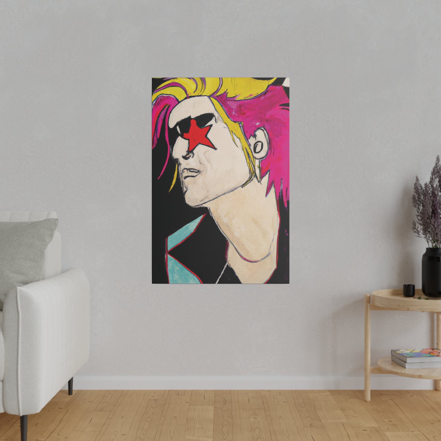 1845V - Rockstar Painting Print | Face | Abstract | Poster | Home Decor | Wall Art | Music Art | Canvas