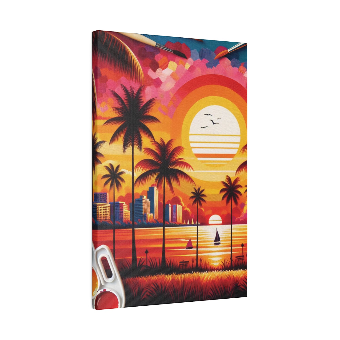 6739K - miami beach art, sunset background, ocean art work, beach art work, sunset designs, miami beach painting, miami beach print