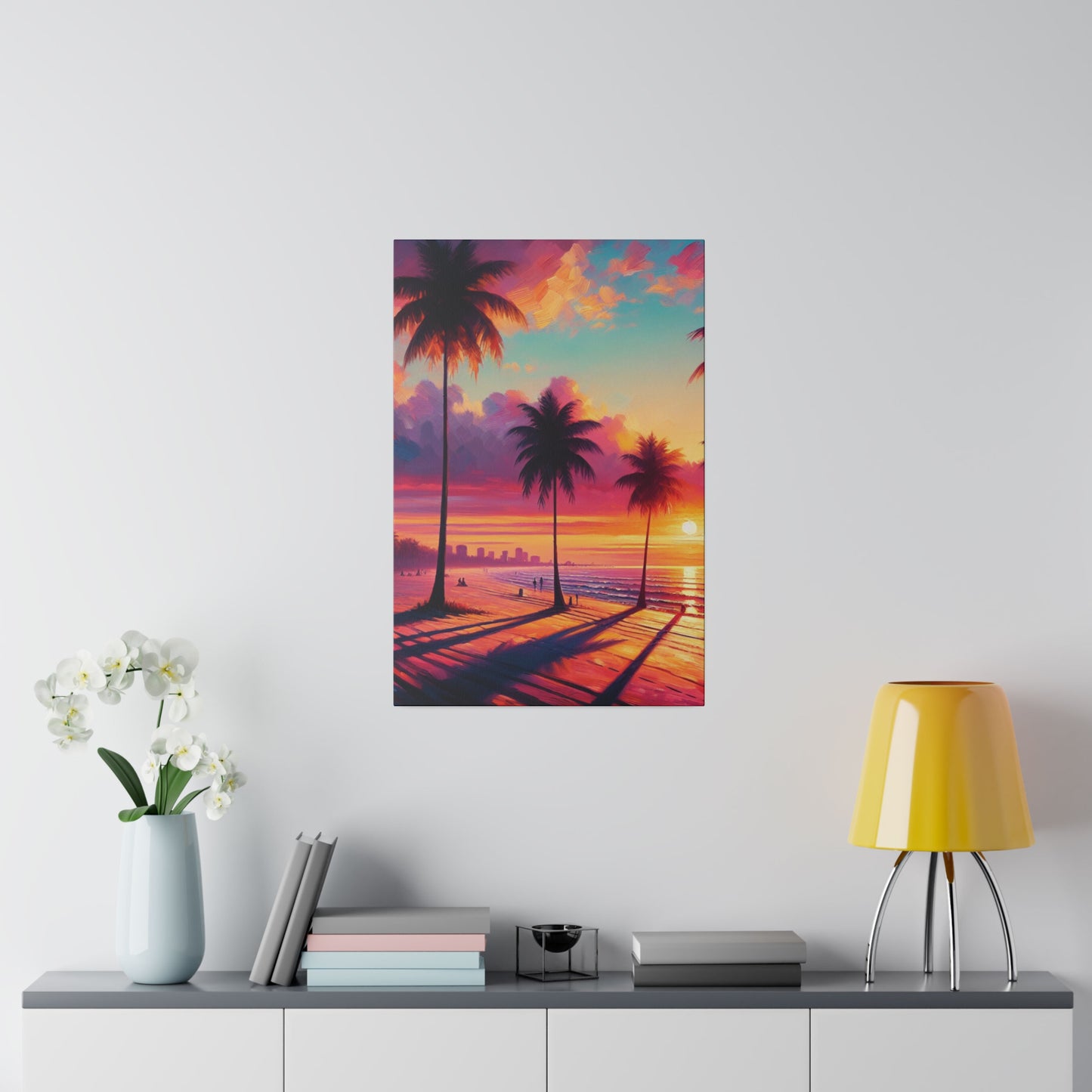 3796Q - miami beach art, sunset background, ocean art work, beach art work, sunset designs, miami beach painting, miami beach print