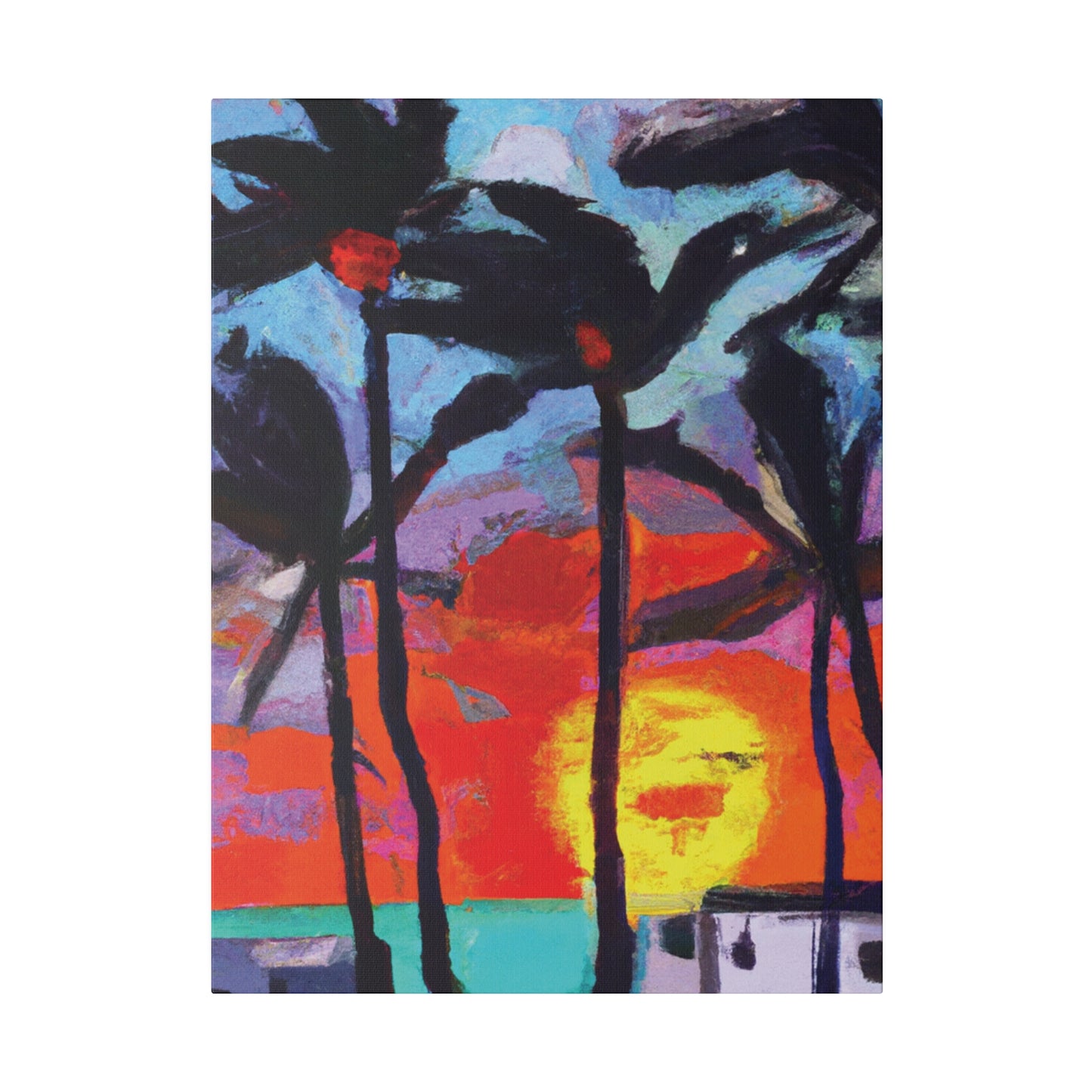 8407Q - Miami Beach Sunset Painting Print | Miami | Beach | Sunset | Poster | Home Decor | Wall Art | Canvas