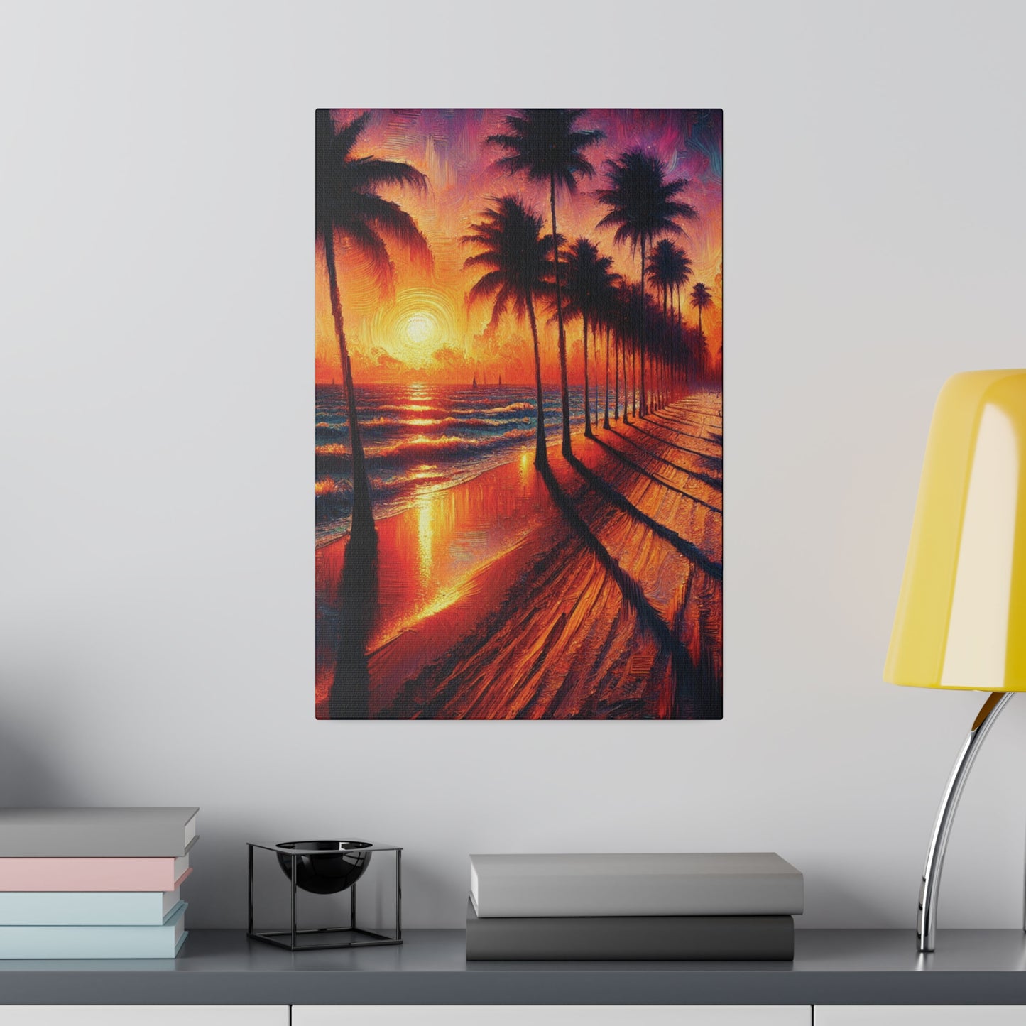 7132Q - miami beach art, sunset background, ocean art work, beach art work, sunset designs, miami beach painting, miami beach print