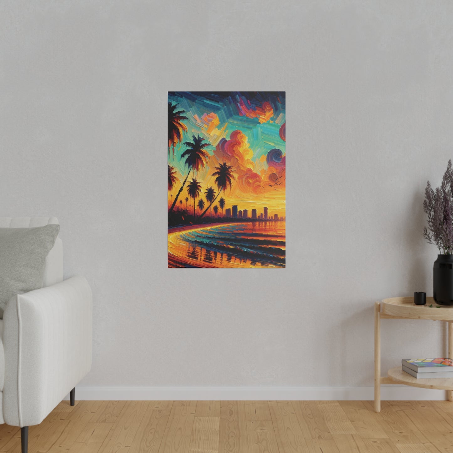 3726Z - miami beach art, sunset background, ocean art work, beach art work, sunset designs, miami beach painting, miami beach print