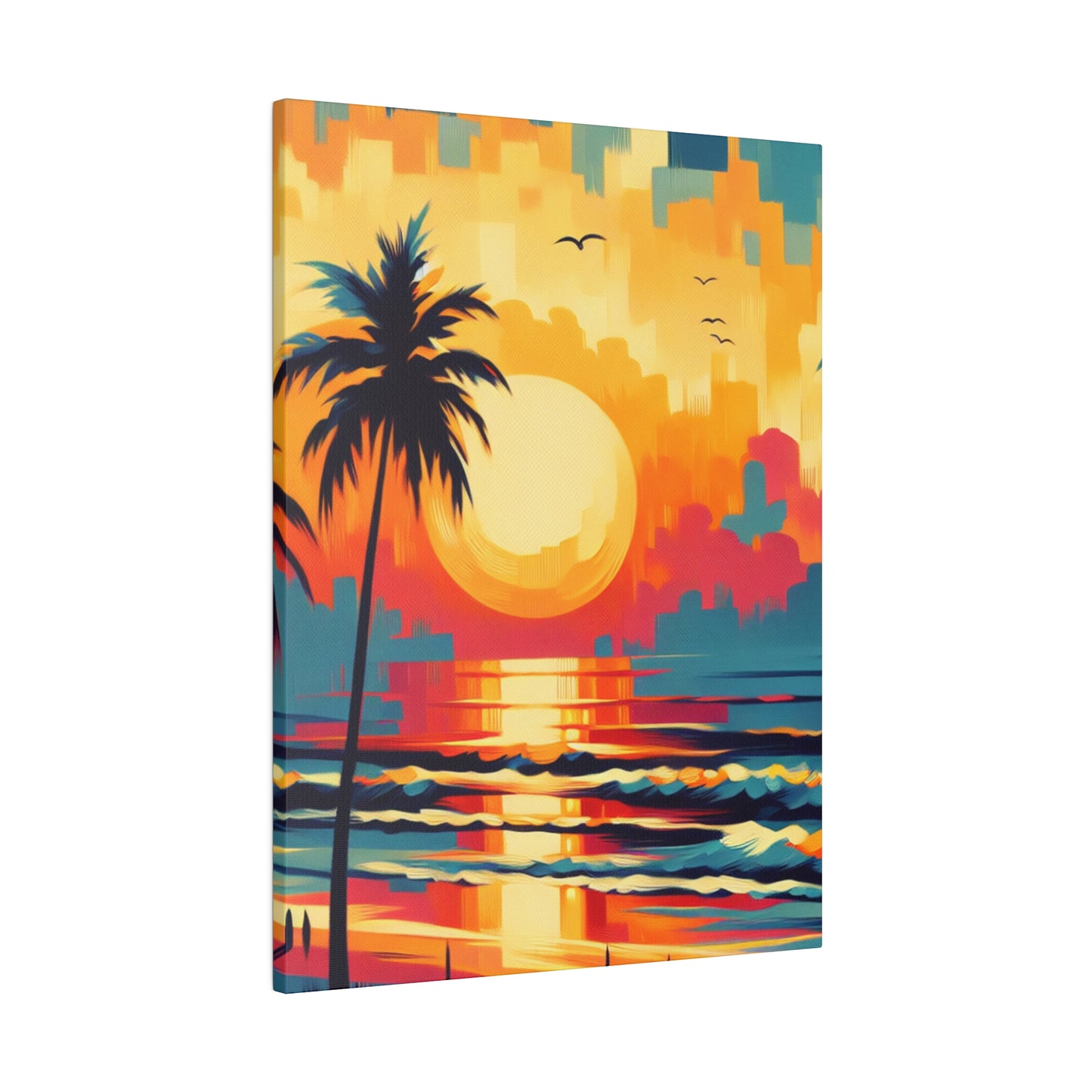 6284F - Miami Beach Sunset Painting Print | Miami | Beach | Sunset | Poster | Home Decor | Wall Art | Canvas