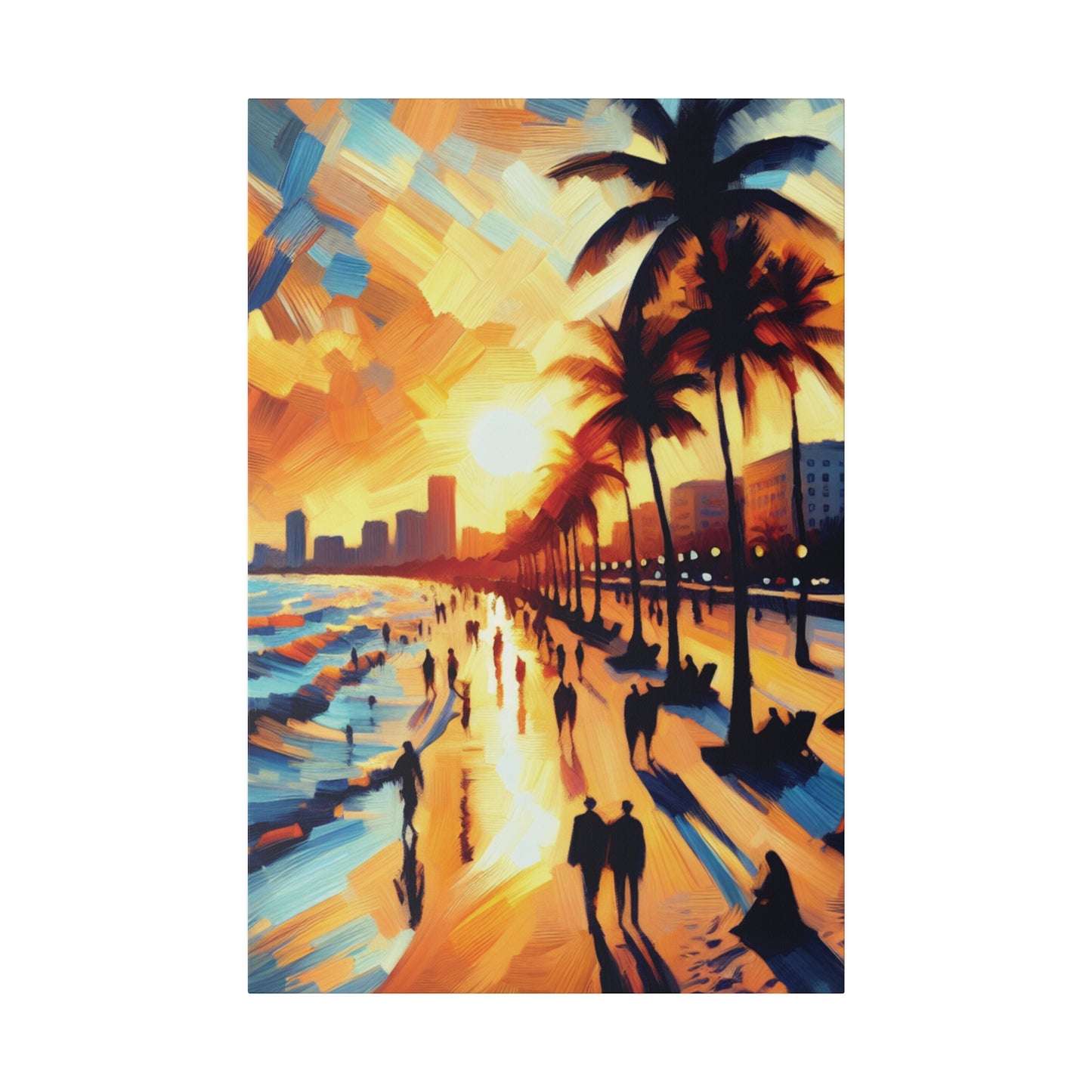 7846G - Miami Beach Sunset Painting Print | Miami | Beach | Sunset | Poster | Home Decor | Wall Art | Canvas