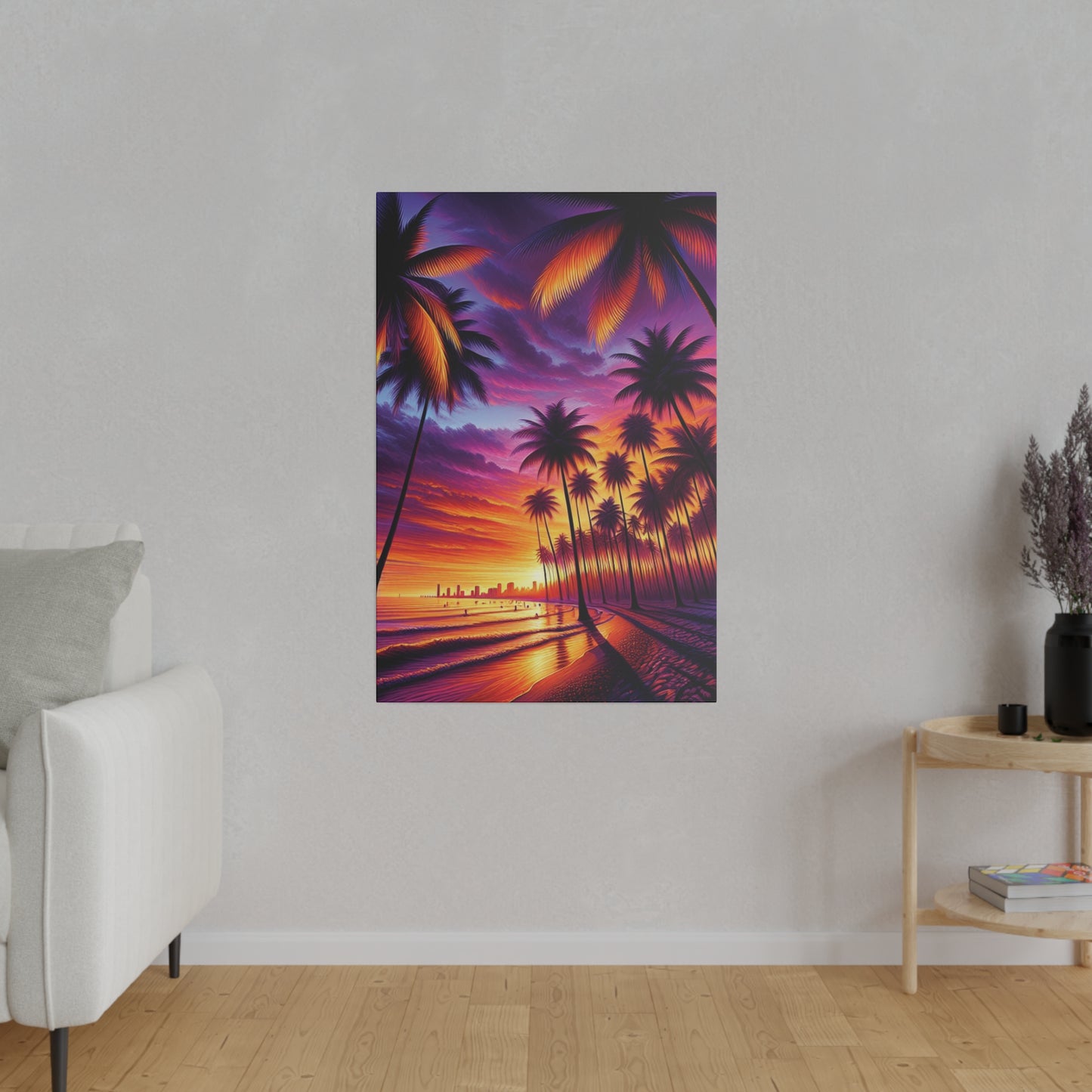 7329E - miami beach art, sunset background, ocean art work, beach art work, sunset designs, miami beach painting, miami beach print