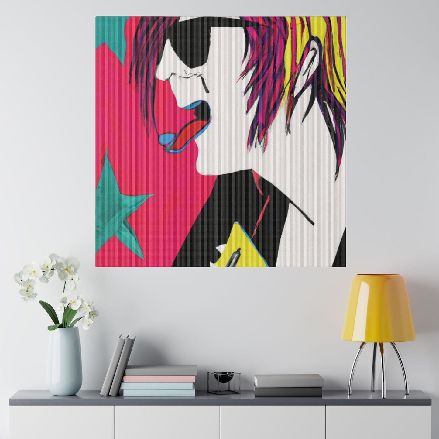 4447P - Rockstar Painting Print | Face | Abstract | Poster | Home Decor | Wall Art | Music Art | Canvas