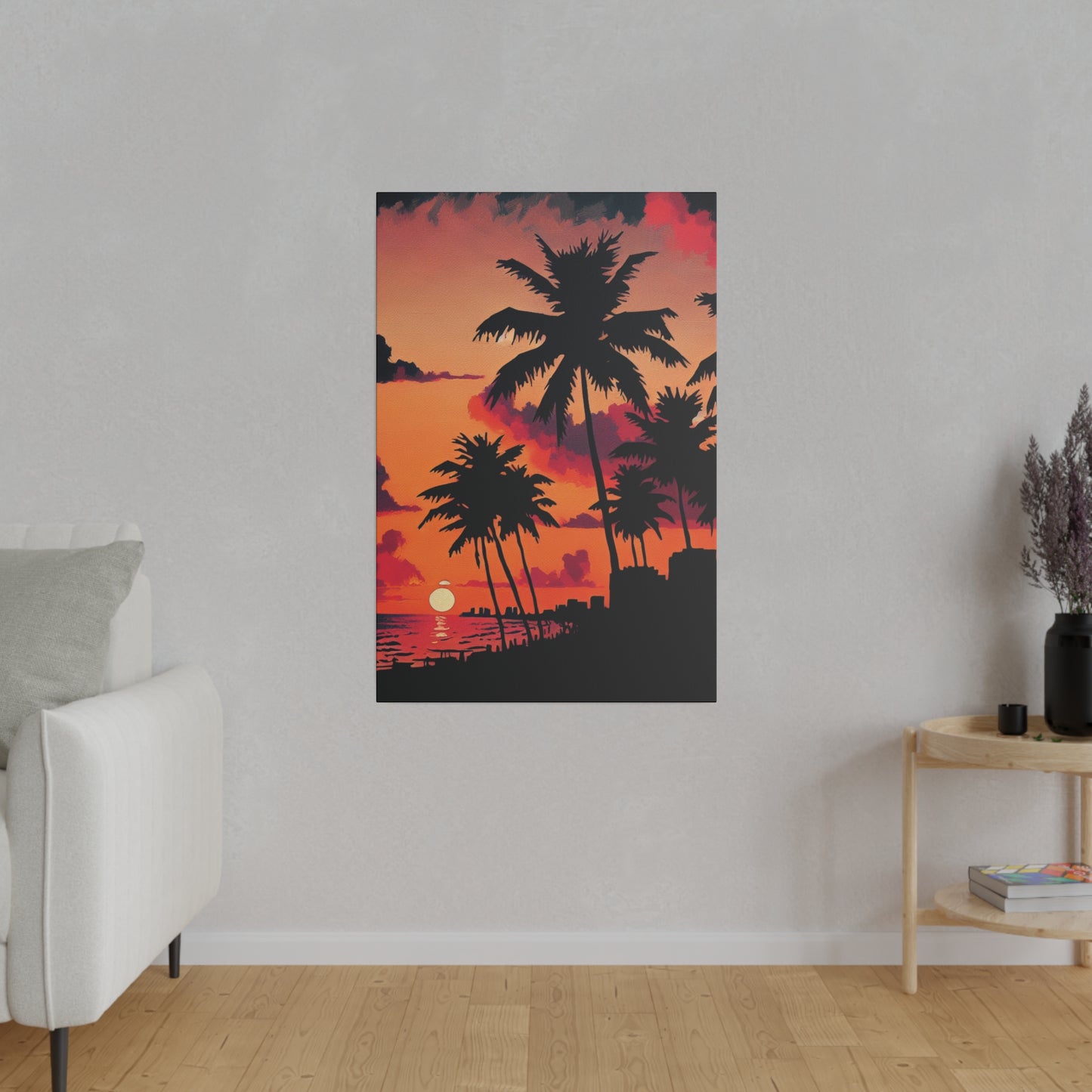 5634M - miami beach art, sunset background, ocean art work, beach art work, sunset designs, miami beach painting, miami beach print