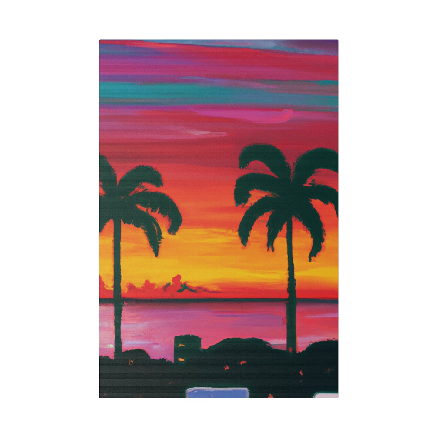 3275A - Miami Beach Sunset Painting Print | Miami | Beach | Sunset | Poster | Home Decor | Wall Art | Canvas