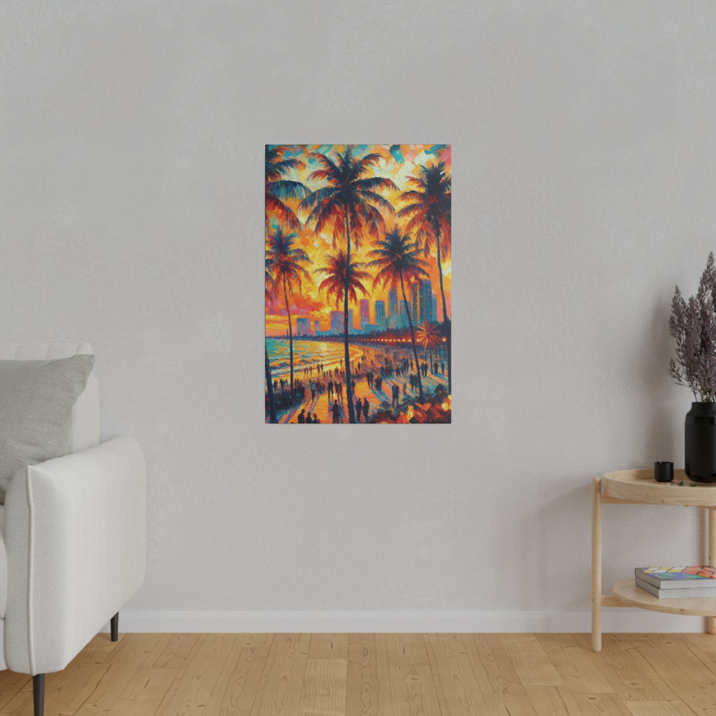 5318W - miami beach art, sunset background, ocean art work, beach art work, sunset designs, miami beach painting, miami beach print