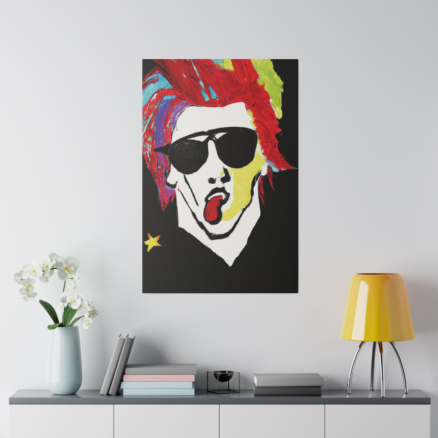 7799D - Rockstar Painting Print | Face | Abstract | Poster | Home Decor | Wall Art | Music Art | Canvas