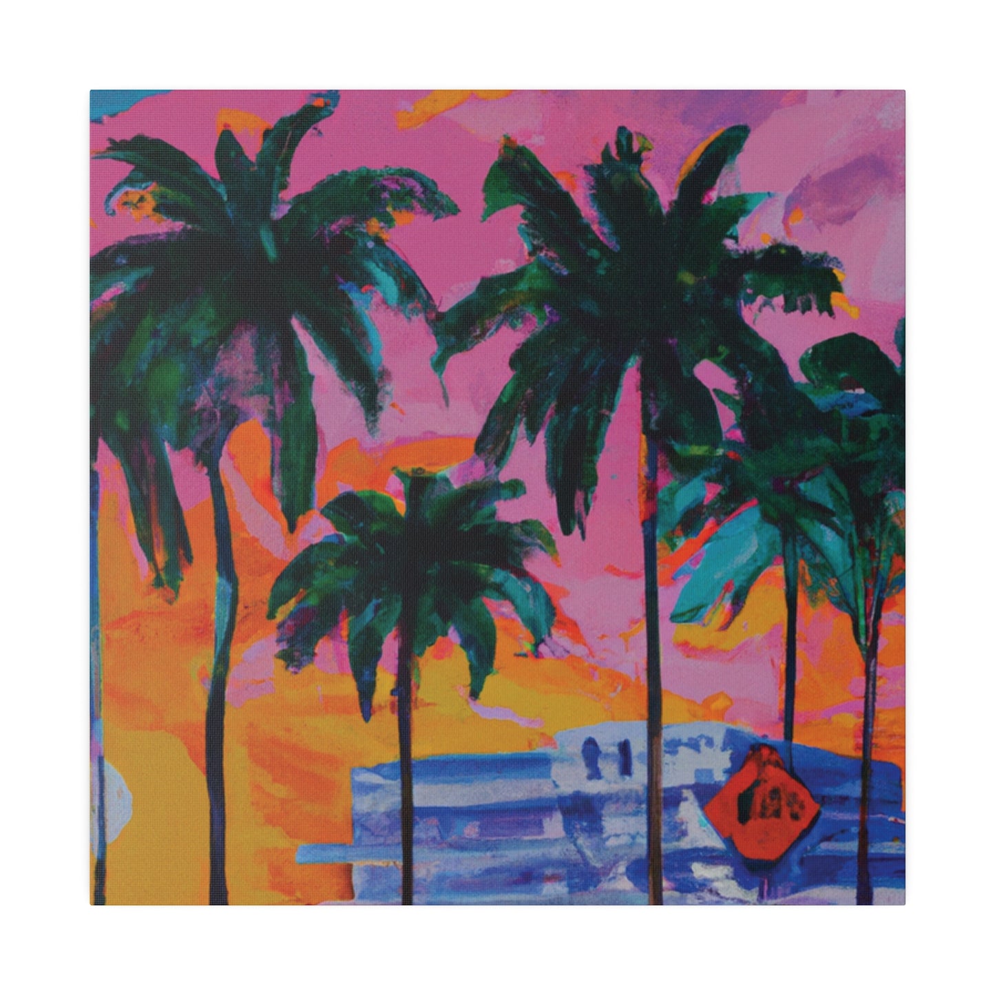 5487P - Miami Beach Sunset Painting Print | Miami | Beach | Sunset | Poster | Home Decor | Wall Art | Canvas