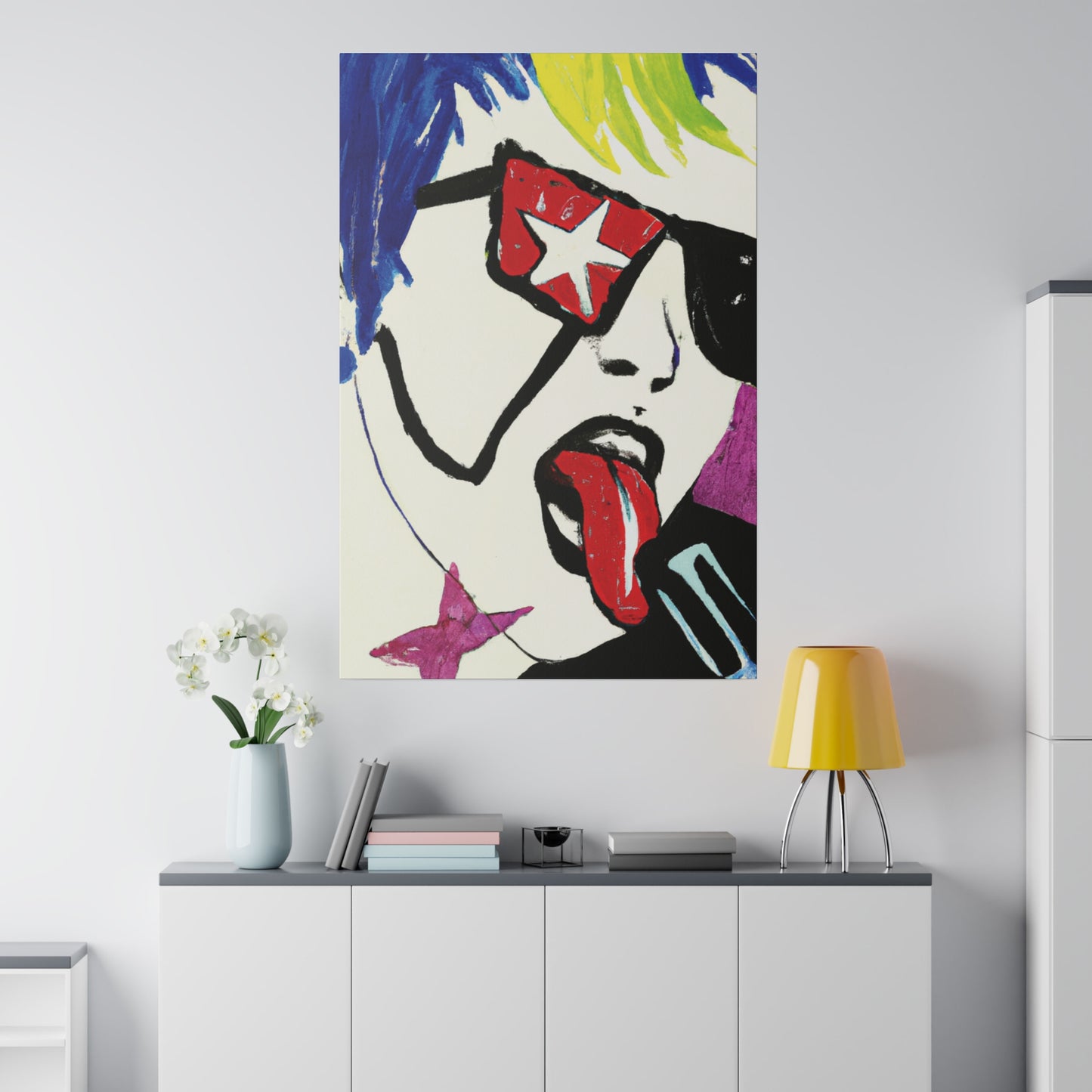 2035C - Rockstar Painting Print | Face | Abstract | Poster | Home Decor | Wall Art | Music Art | Canvas