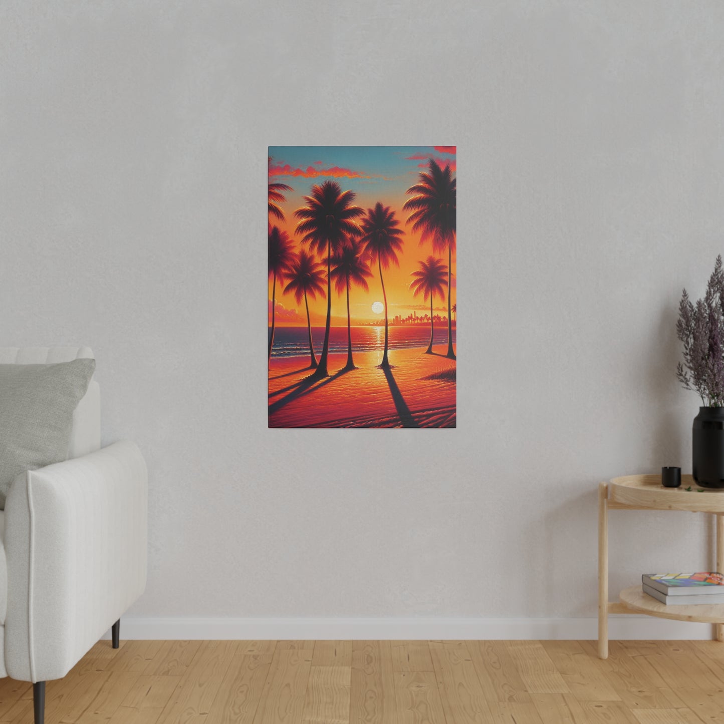 4387K - miami beach art, sunset background, ocean art work, beach art work, sunset designs, miami beach painting, miami beach print