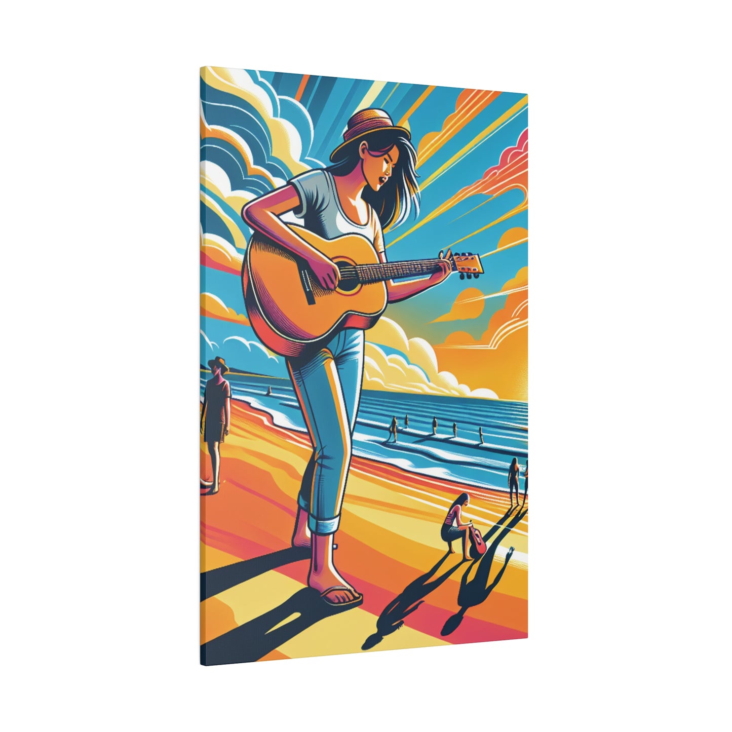 8246J - music art work, musician gift ideas, sunset background, sunset designs, ocean art work, beach art work, guitar art work, guitar player