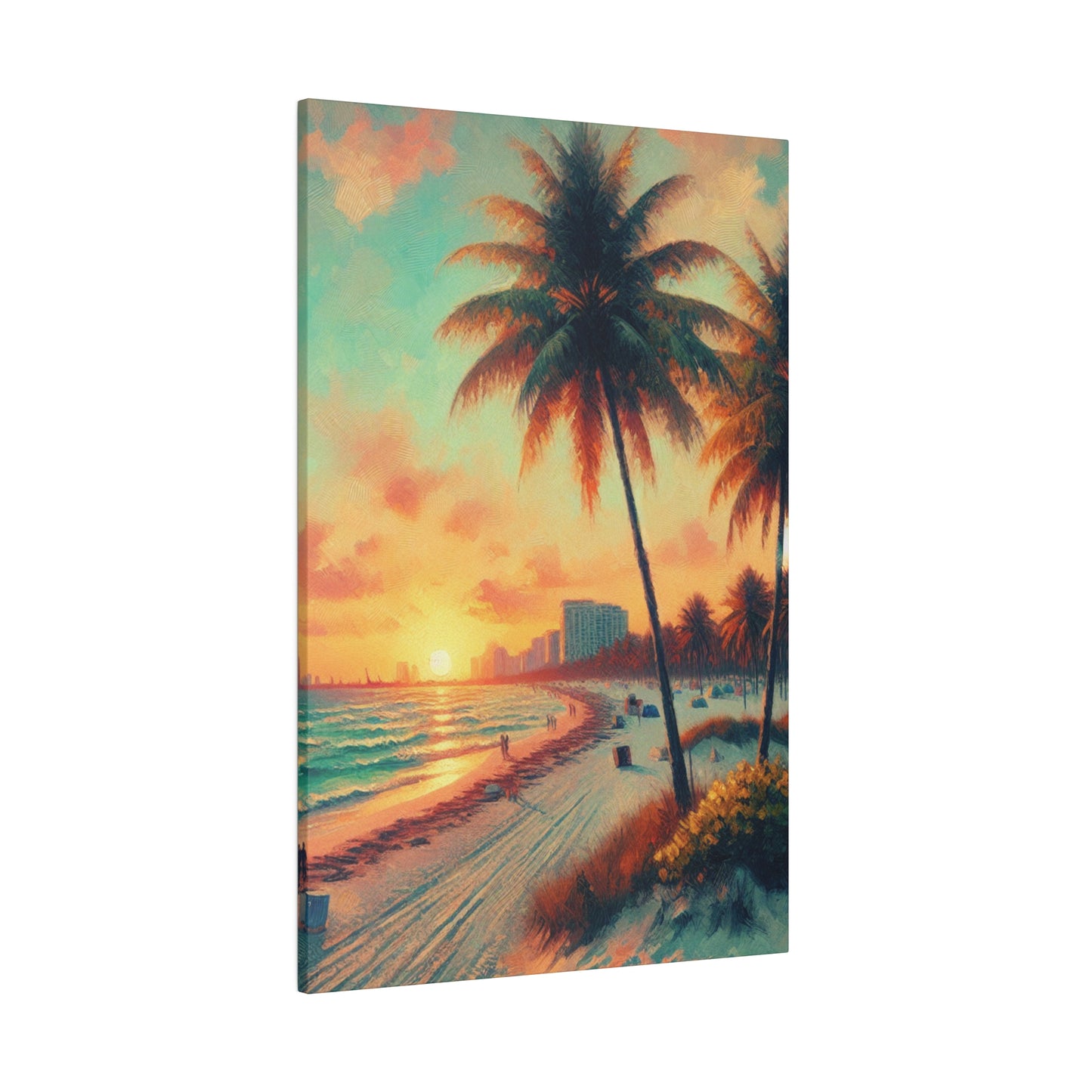 3782F - miami beach art, sunset background, ocean art work, beach art work, sunset designs, miami beach painting, miami beach print