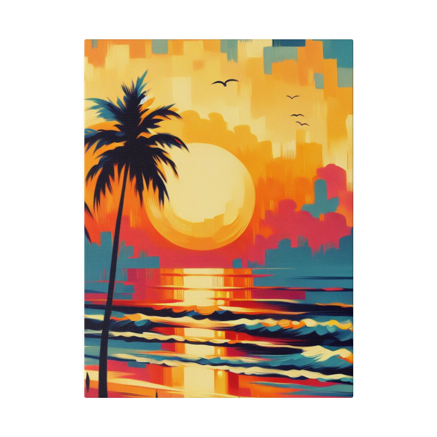 6284F - Miami Beach Sunset Painting Print | Miami | Beach | Sunset | Poster | Home Decor | Wall Art | Canvas