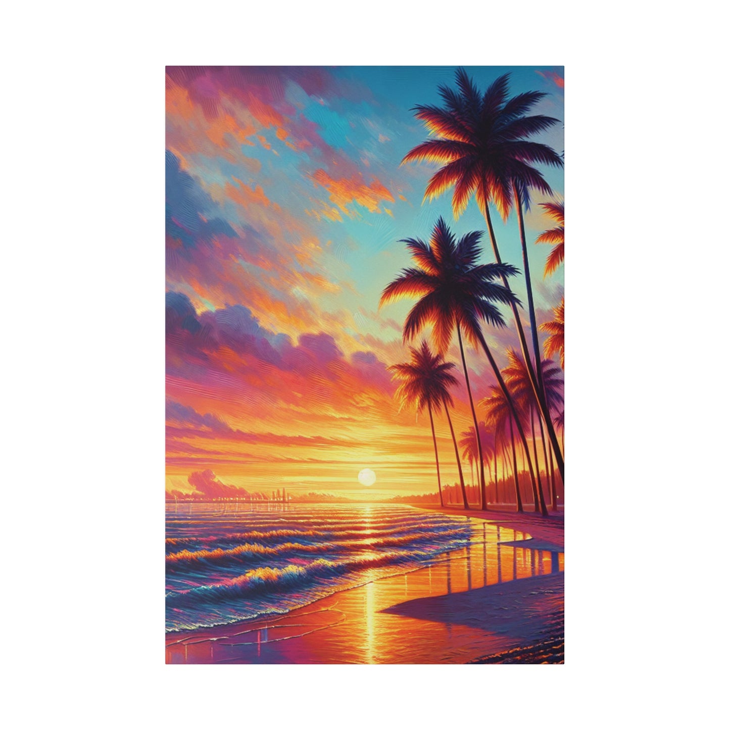 2398K - miami beach art, sunset background, ocean art work, beach art work, sunset designs, miami beach painting, miami beach print