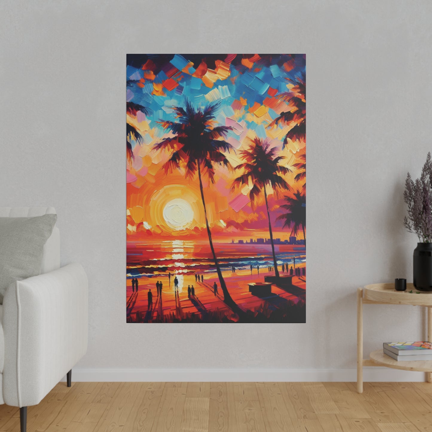 9753F - miami beach art, sunset background, ocean art work, beach art work, sunset designs, miami beach painting, miami beach print