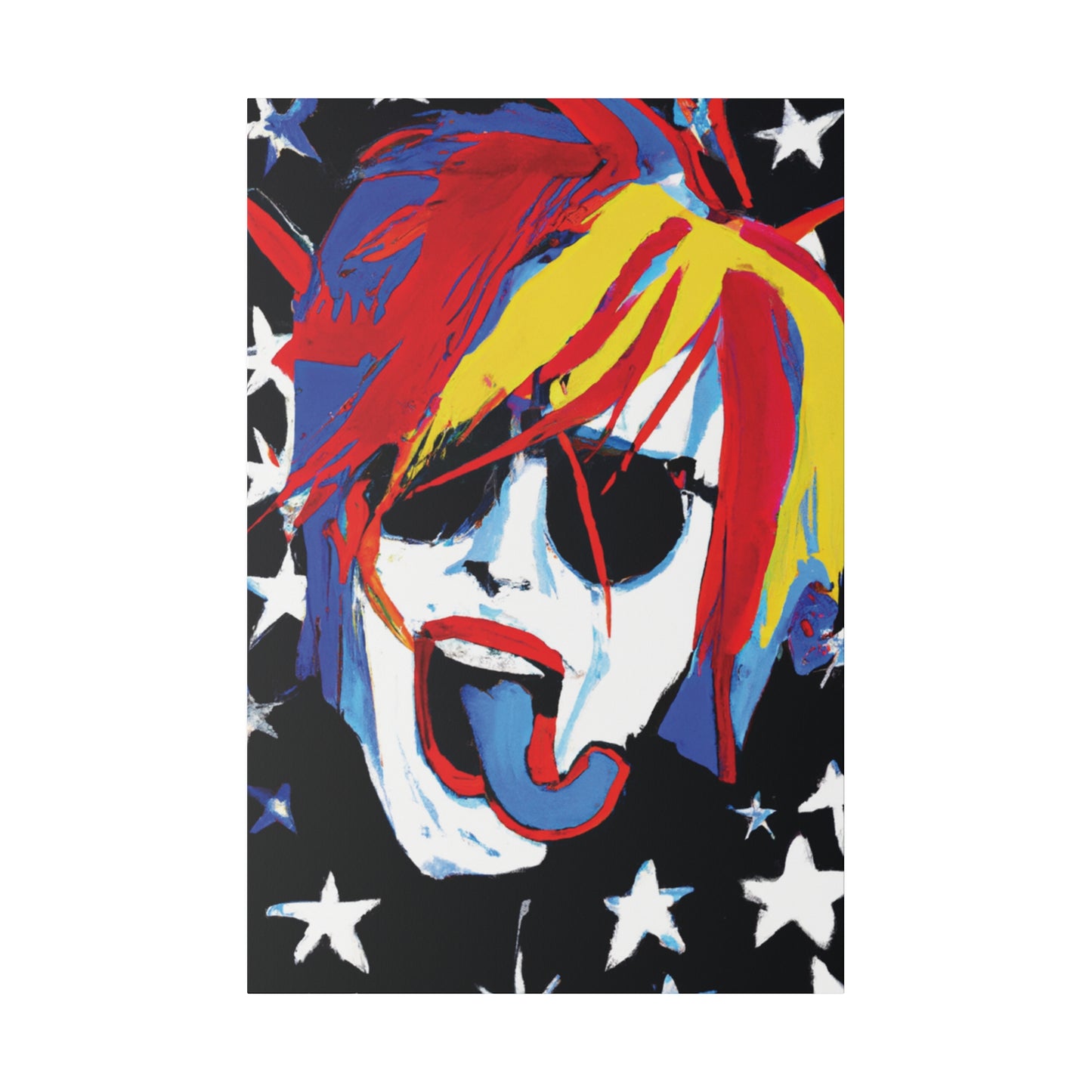 5376Y - Rockstar Painting Print | Face | Abstract | Poster | Home Decor | Wall Art | Music Art | Canvas