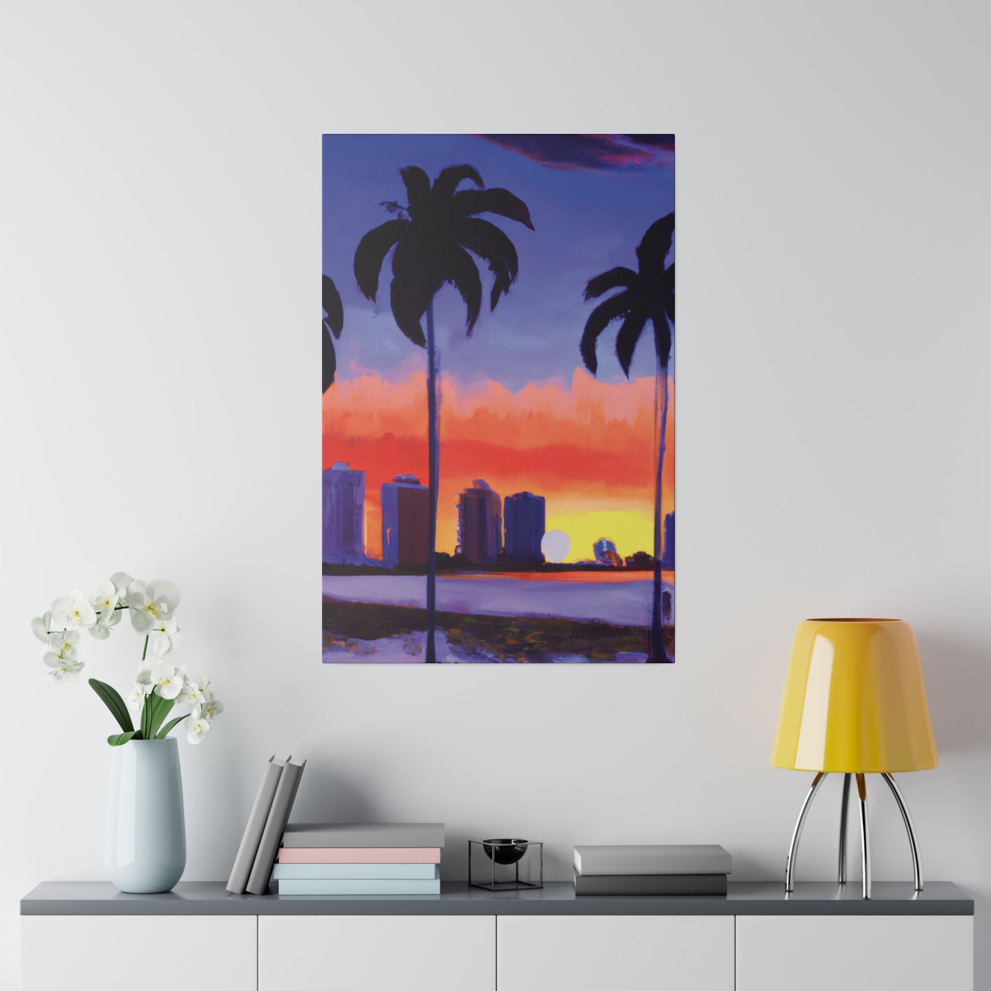 6829T - Miami Beach Sunset Painting Print | Miami | Beach | Sunset | Poster | Home Decor | Wall Art | Canvas