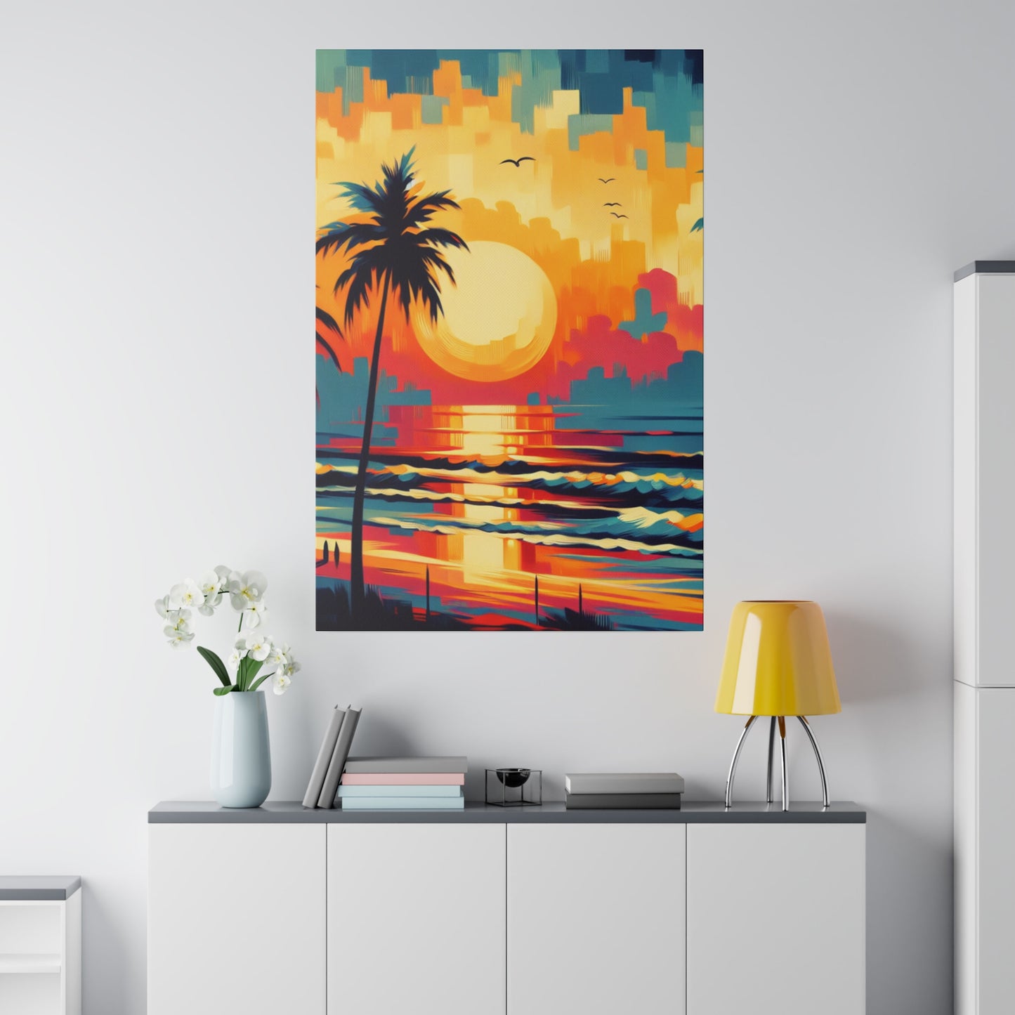 6284F - Miami Beach Sunset Painting Print | Miami | Beach | Sunset | Poster | Home Decor | Wall Art | Canvas