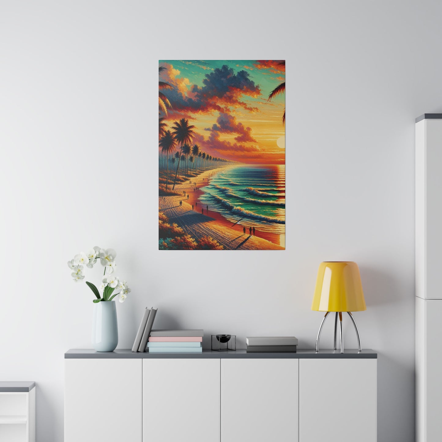 4832K - miami beach art, sunset background, ocean art work, beach art work, sunset designs, miami beach painting, miami beach print