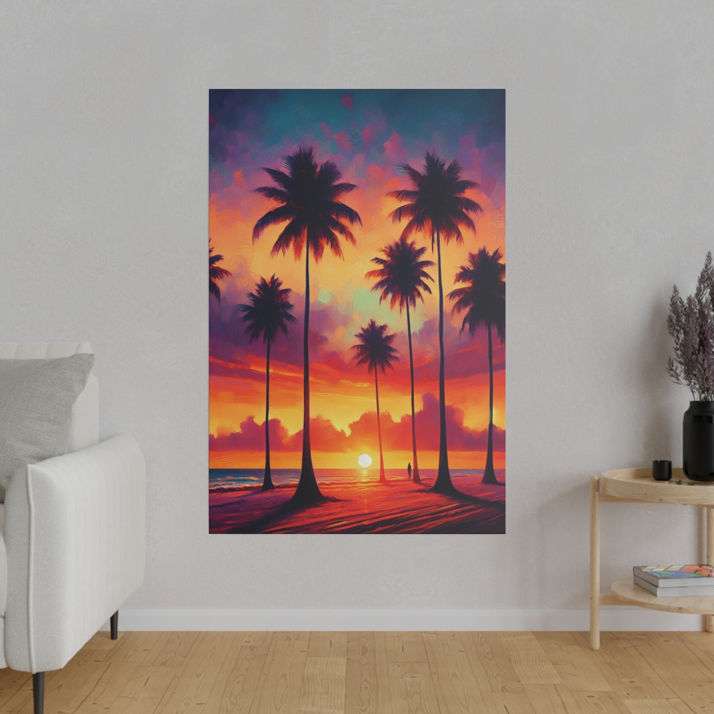 3674J - miami beach art, sunset background, ocean art work, beach art work, sunset designs, miami beach painting, miami beach print