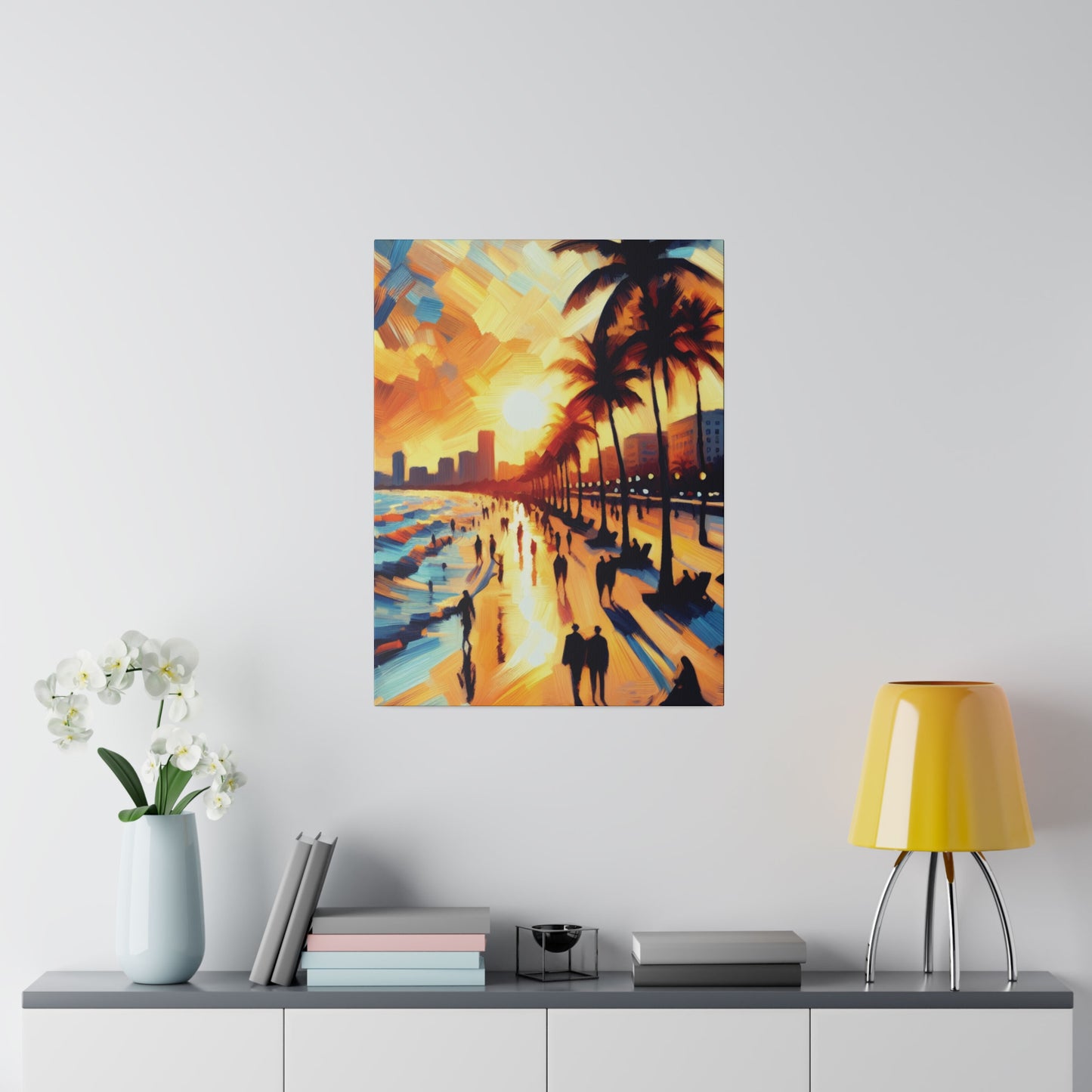 7846G - Miami Beach Sunset Painting Print | Miami | Beach | Sunset | Poster | Home Decor | Wall Art | Canvas