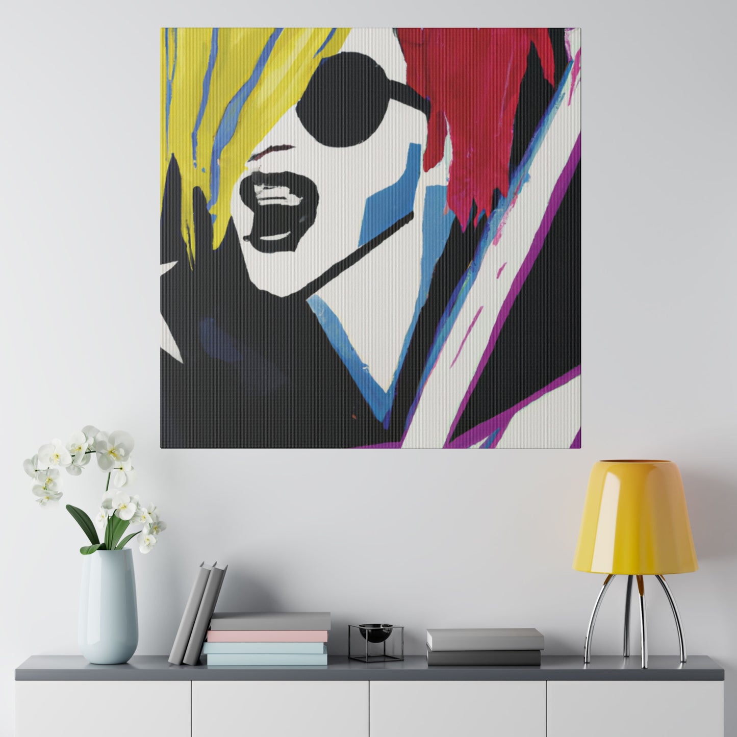 8784F - Rockstar Painting Print | Face | Abstract | Poster | Home Decor | Wall Art | Music Art | Canvas